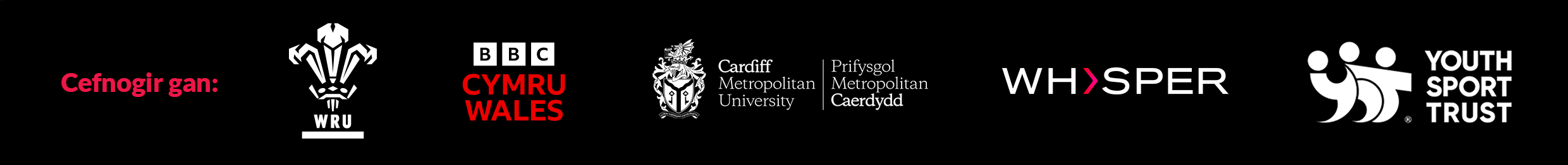 Supported by Welsh Rugby Union, BBC Cymru Wales, Cardiff Metropolitan University, Whisper Cymru and Youth Sport Trust.