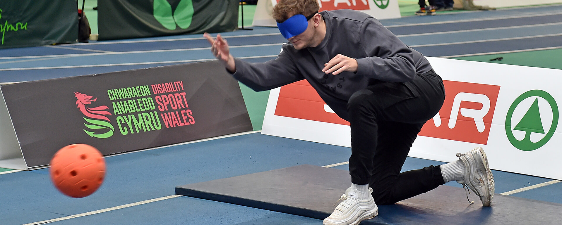 Participants try goalball at insport Series: Cardiff