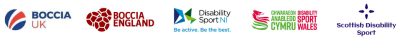 Logos of Boccia UK, Boccia England, Disability Sport Northern Ireland, Disability Sport Wales and Scottish Disability Sport