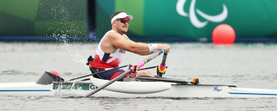 Ben Pritchard competing in rowing at Tokyo 2020