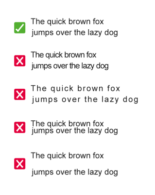 Visual example of how tracking and leading affect the legibility of text