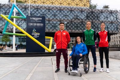 Four nations photoshoot with Jordan Houlden (Team England diving); Lynsey Speirs (Team Scotland wheelchair basketball); Caroline O’Hanlon (Team Northern Ireland netball); and Olivia Breen (Team Wales para sprint and long jump)